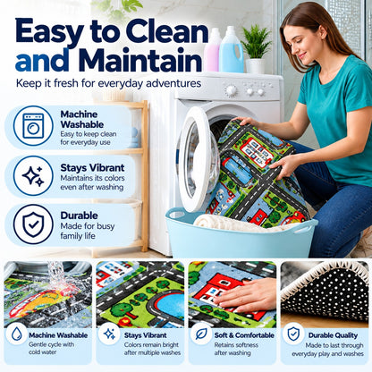 Washable Non-slip Fun Safari Kids Room Rug