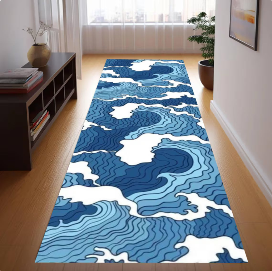 Boho Insect Runner Rug, Dragonfly Butterfly Hallway Runner, Botanical Cottagecore Decor