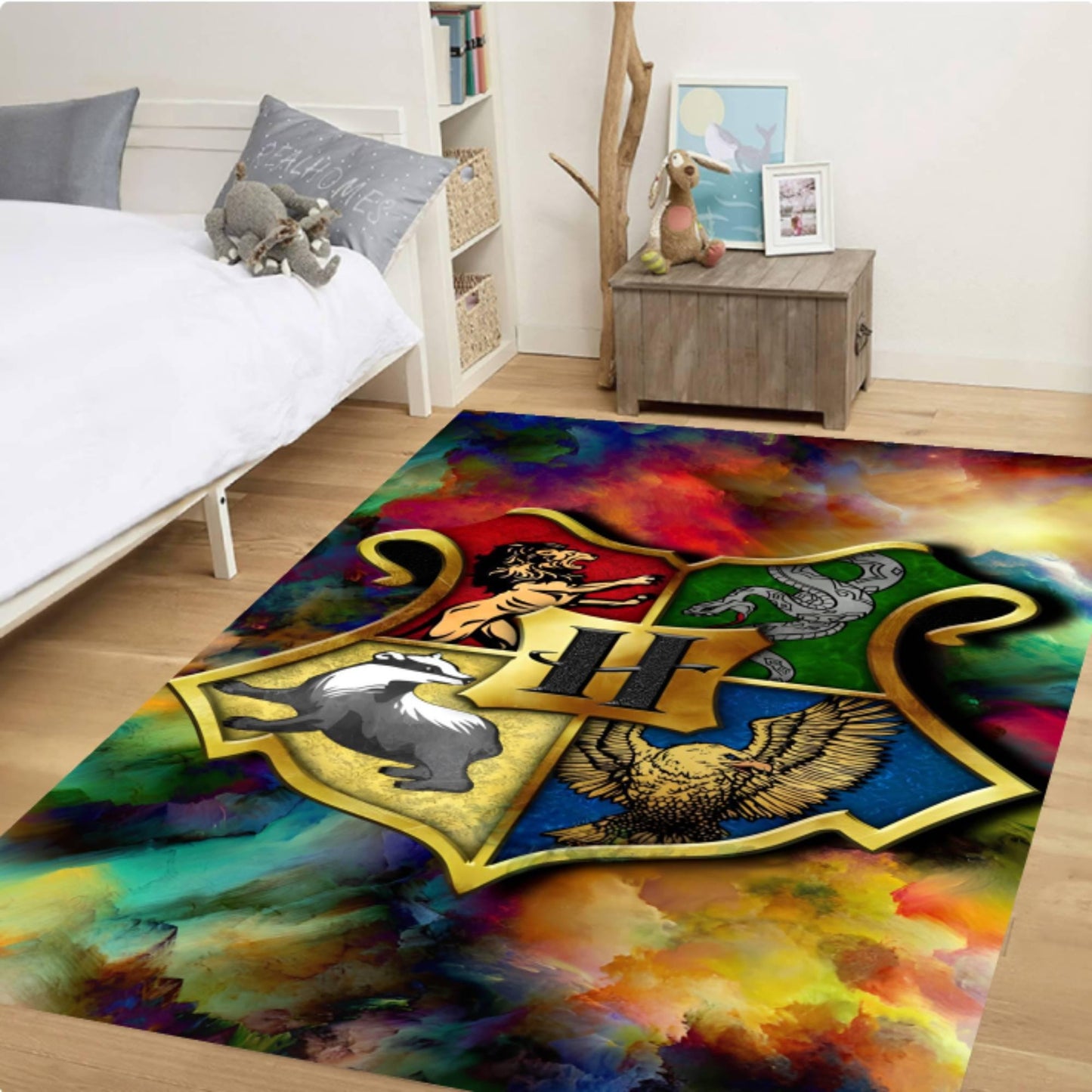 Kids Rug Fantasy Crest Rug with Colorful Symbols Playroom Gift