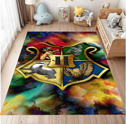 Kids Rug Fantasy Crest Rug with Colorful Symbols