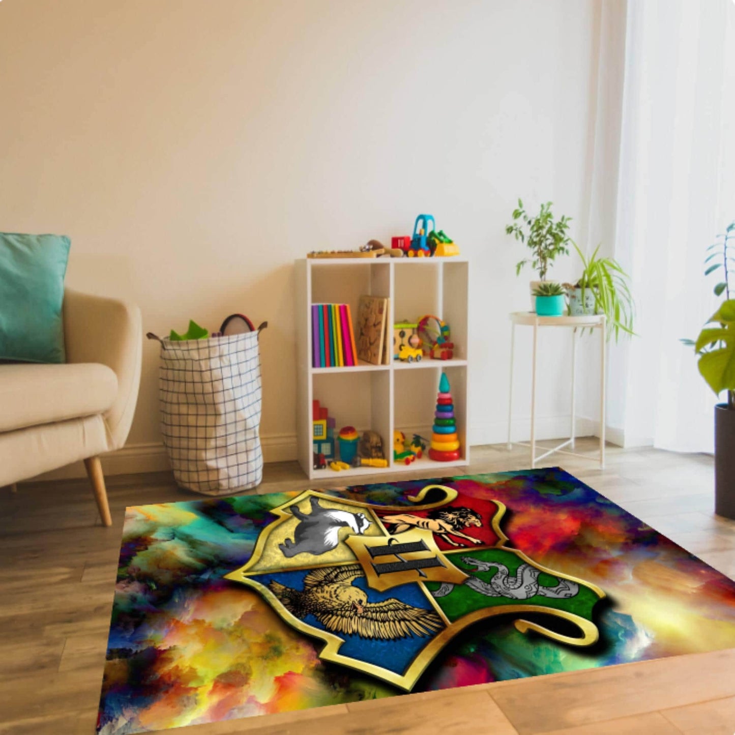 Kids Rug Fantasy Crest Rug with Colorful Symbols