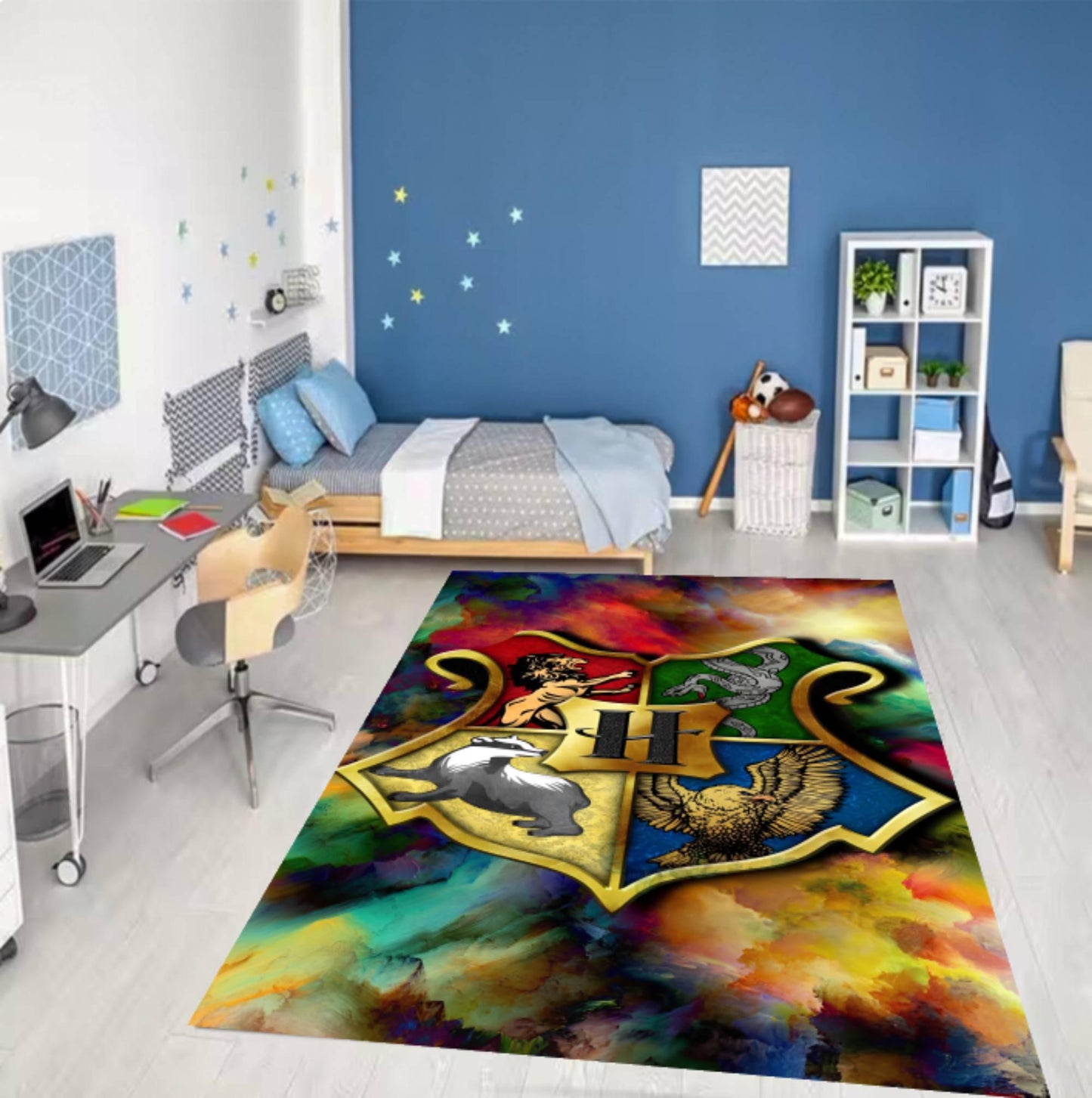 Kids Rug Fantasy Crest Rug with Colorful Symbols