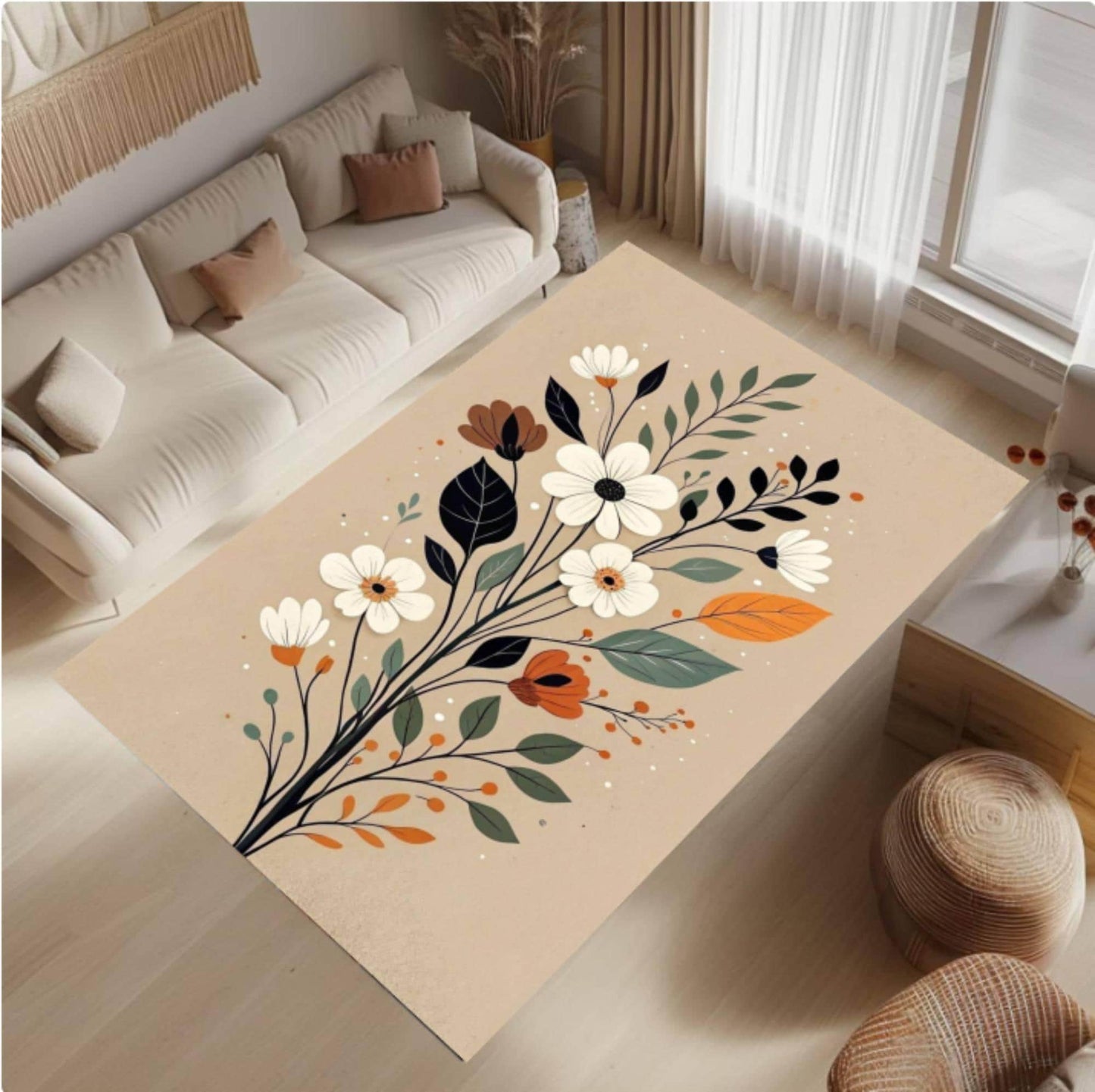 Floral Rug Washable Non-slip Mat