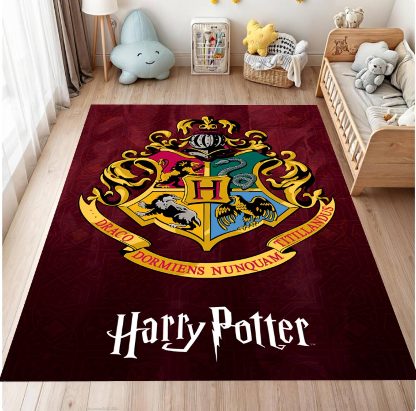 Harry Potter rug with emblem in a child's room