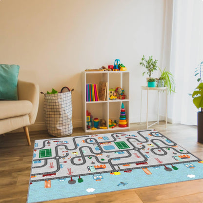 Kids City Road Play Rug, Washable Nursery Activity Mat