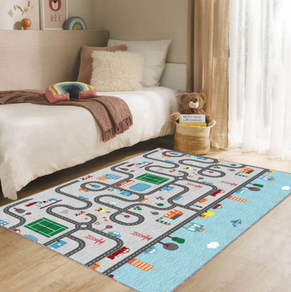 Kids City Road Play Rug, Washable Nursery Activity Mat