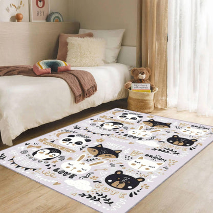 Animal Rug Washable Kids Room Rug Pastel-colored
