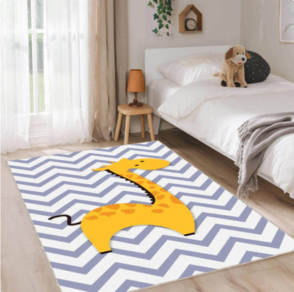 Giraffe Kids Rug Chevron Kids Room Rug Washable Playroom Mat
