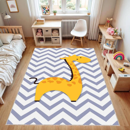 Giraffe Kids Rug Chevron Kids Room Rug Washable Playroom Mat