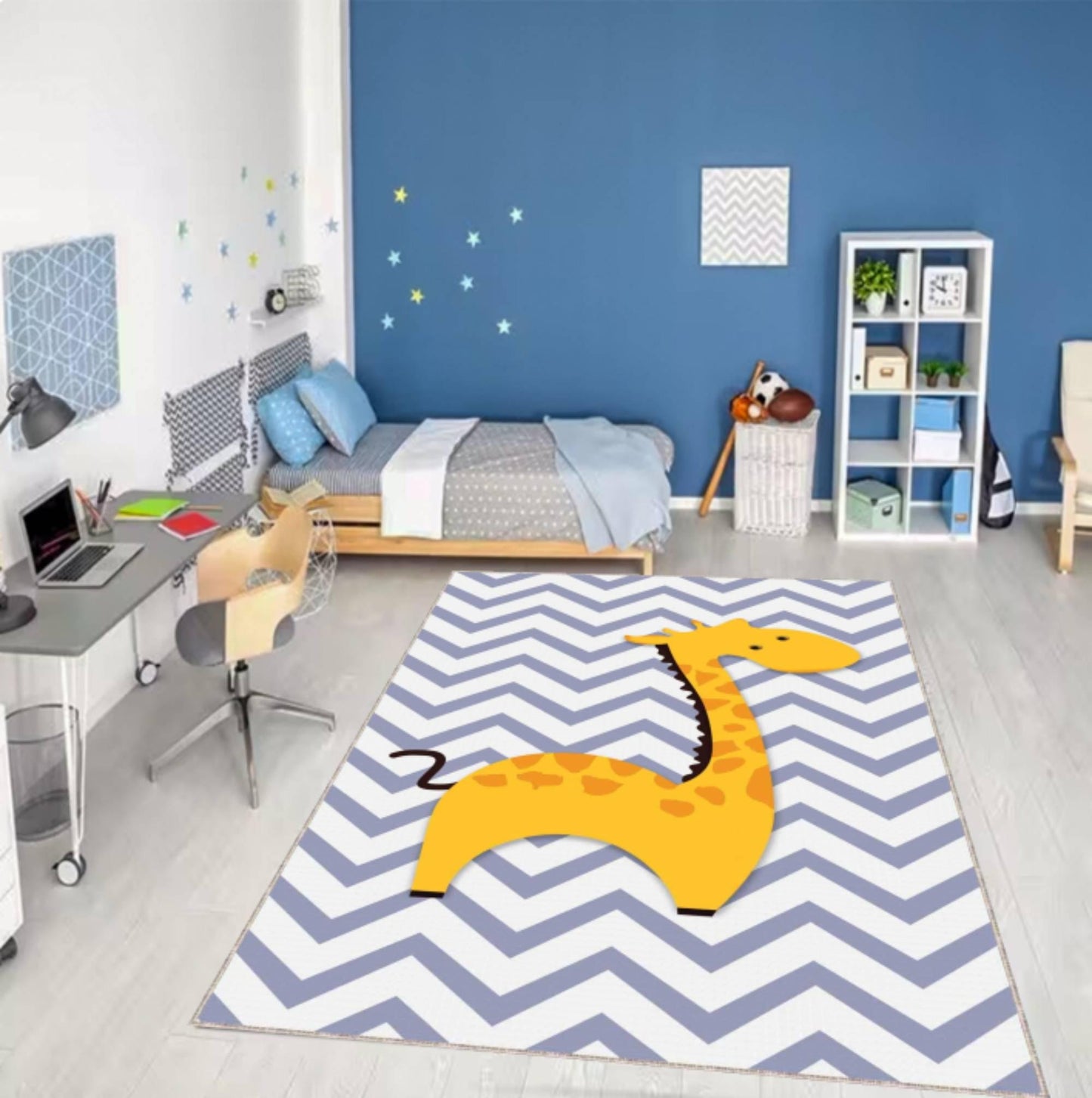Giraffe Kids Rug Chevron Kids Room Rug Washable Playroom Mat