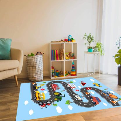 Car Road Play Rug for Kids Washable Play Mat