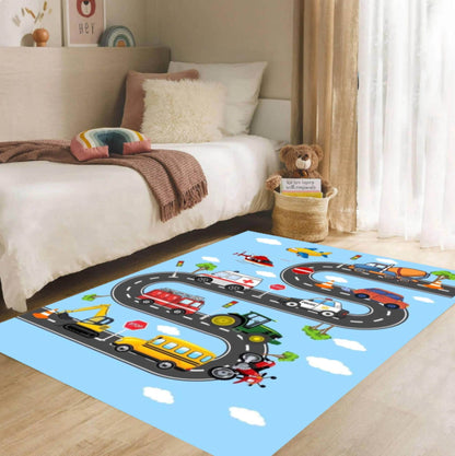 Car Road Play Rug for Kids Washable Play Mat