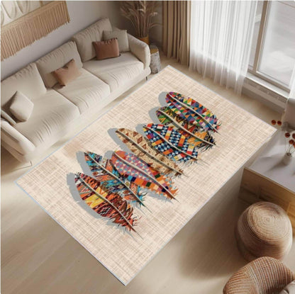 Boho Tribal Ethnic Pattern Rug Washable Rug Non-slip