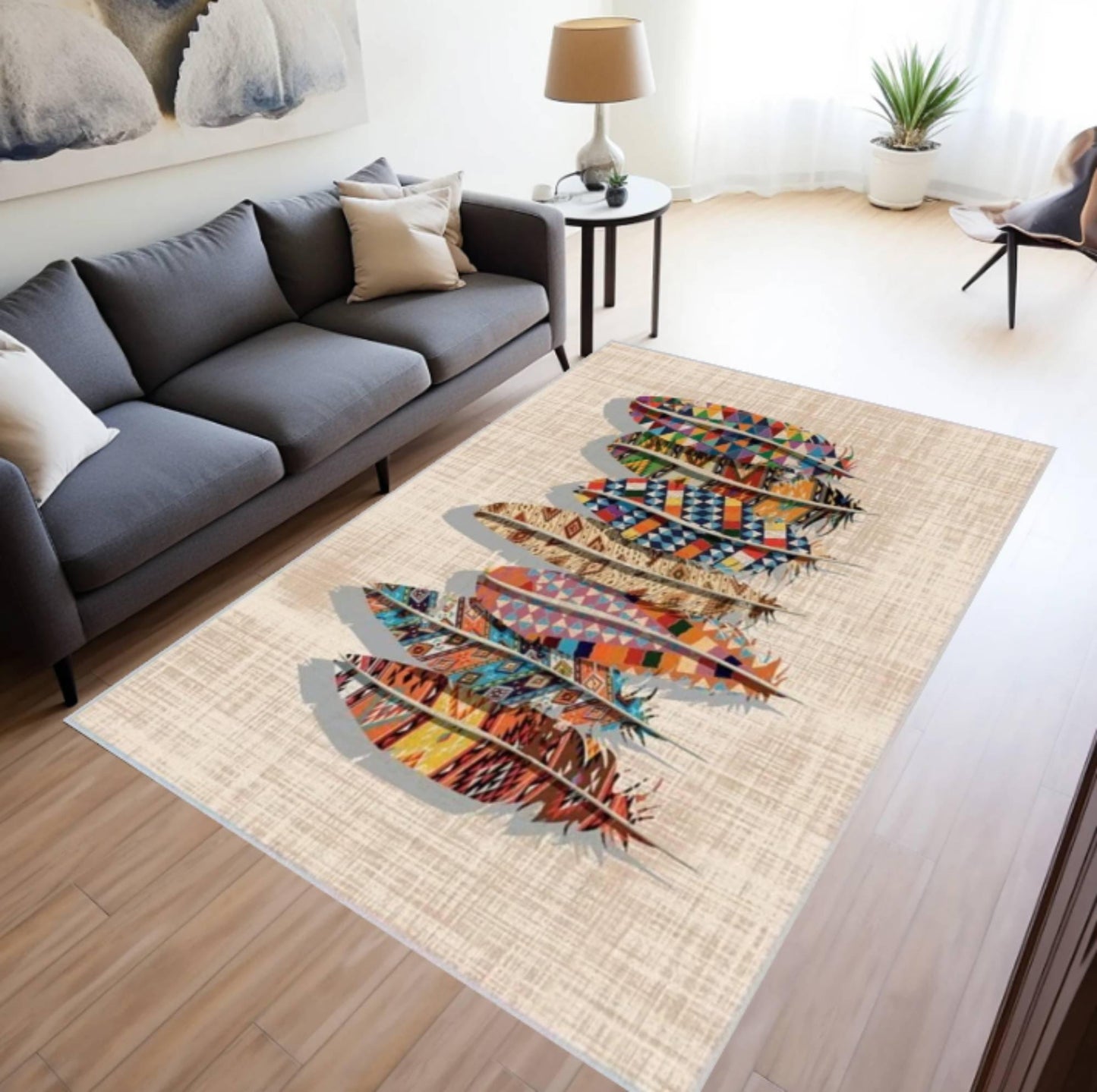 Boho Tribal Ethnic Pattern Rug Washable Rug Non-slip