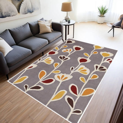 Modern Floral Pattern Washable Rug Non-slip