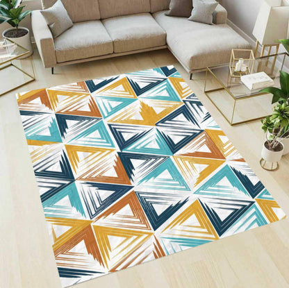 Modern Geometric Rug with Abstract Triangular Pattern Washable Rug Non-slip