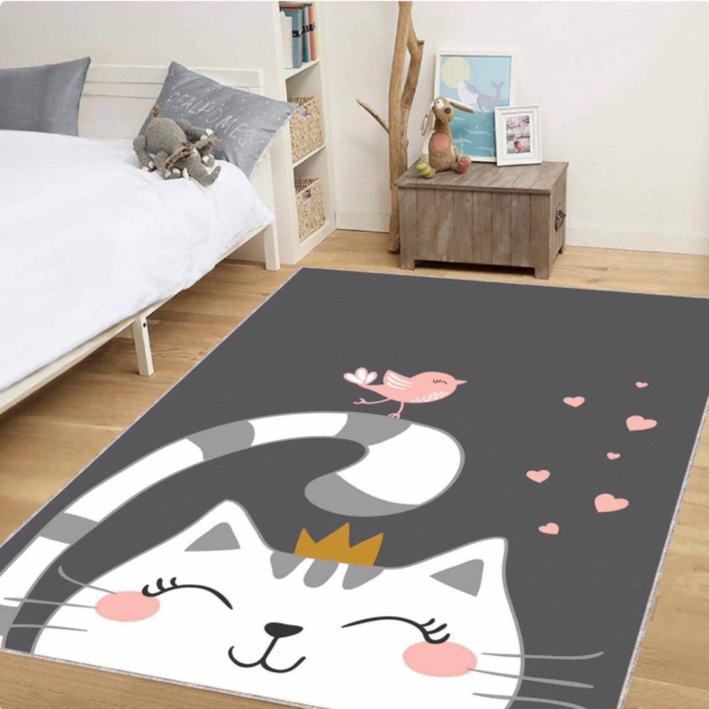 Fun Cat Blanket Kids Room Cartoon Cat Rug