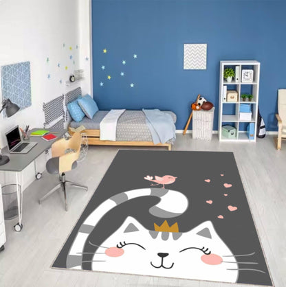 Fun Cat Blanket Kids Room Cartoon Cat Rug
