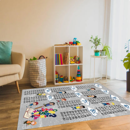 Multiplication Chart Kids Rug, Educational Playroom Carpet, Washable Non Slip Learning Rug, Math Table Floor Mat, Kids Bedroom Decor