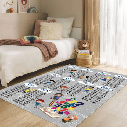 Multiplication Chart Kids Rug, Educational Playroom Carpet, Washable Non Slip Learning Rug, Math Table Floor Mat, Kids Bedroom Decor