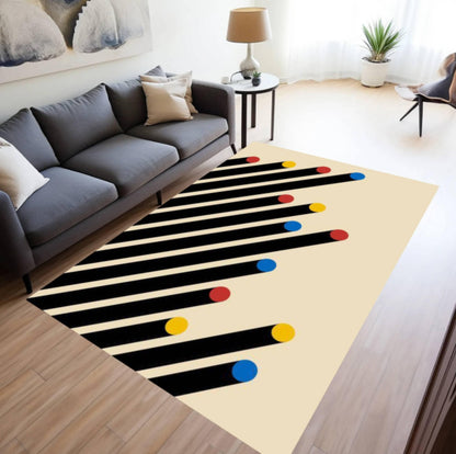 Abstract Modern Rug Minimal Geometric Floor Rug Washable Non-slip Rug