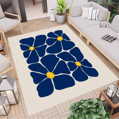 Modern Floral Rug Flower Minimal Rug Washable Rug Non-slip