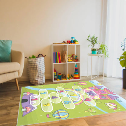 Kids Hopscotch Rug, Princess Castle Play Rug, Educational Number Carpet, Washable Kids Rug, Non Slip Nursery Rug, Toddler Room Decor