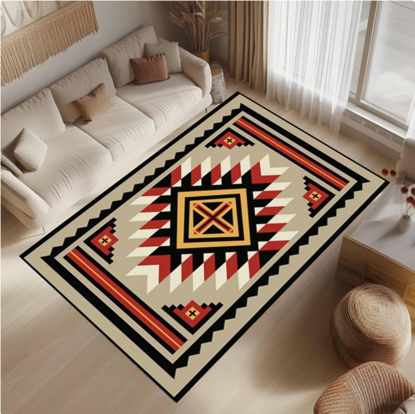 Southwestern Geometric Rug Tribal Rug in Azteek Style Modern Boho