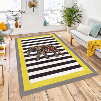 Boho Elephant Rug Colorful Floral Elephant Rug Modern Living Room