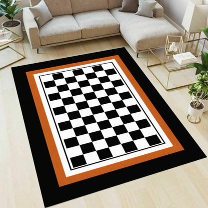 Chique Black and White Checkered Rug Washable and Non-slip Perfect