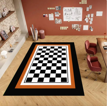 Chique Black and White Checkered Rug Washable and Non-slip Perfect