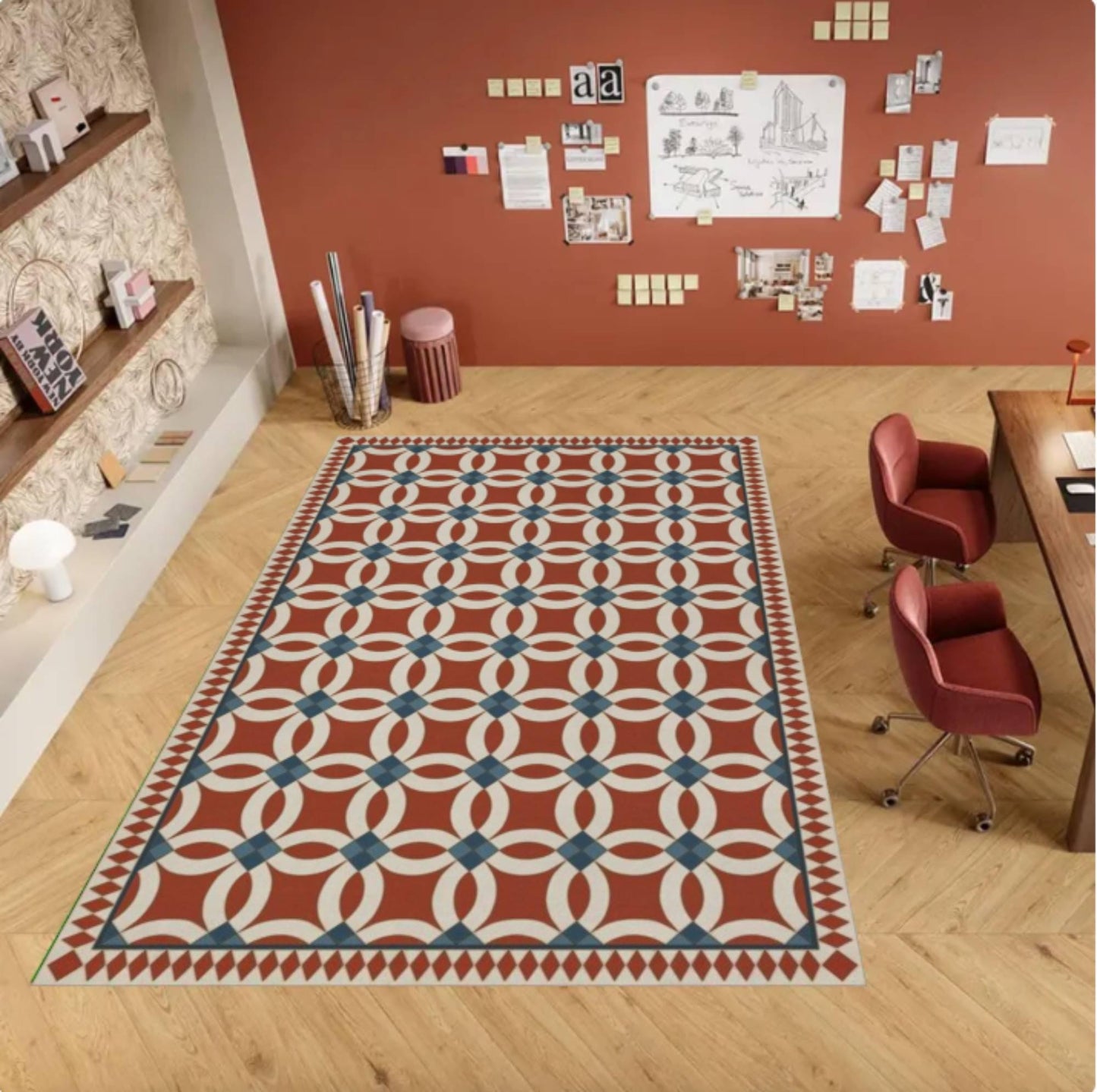 Vintage Geometric Rug Mediterranean Rug Pattern Washable