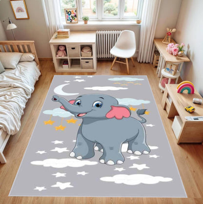 Cute Elephant Kids Rug Rug for Baby's Washable Non-slip Rug