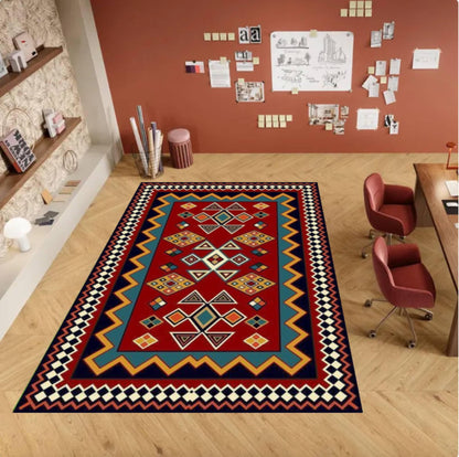 Vintage Tribal Rug Washable Boho Rug Non-slip Rug Ethnic Geometric