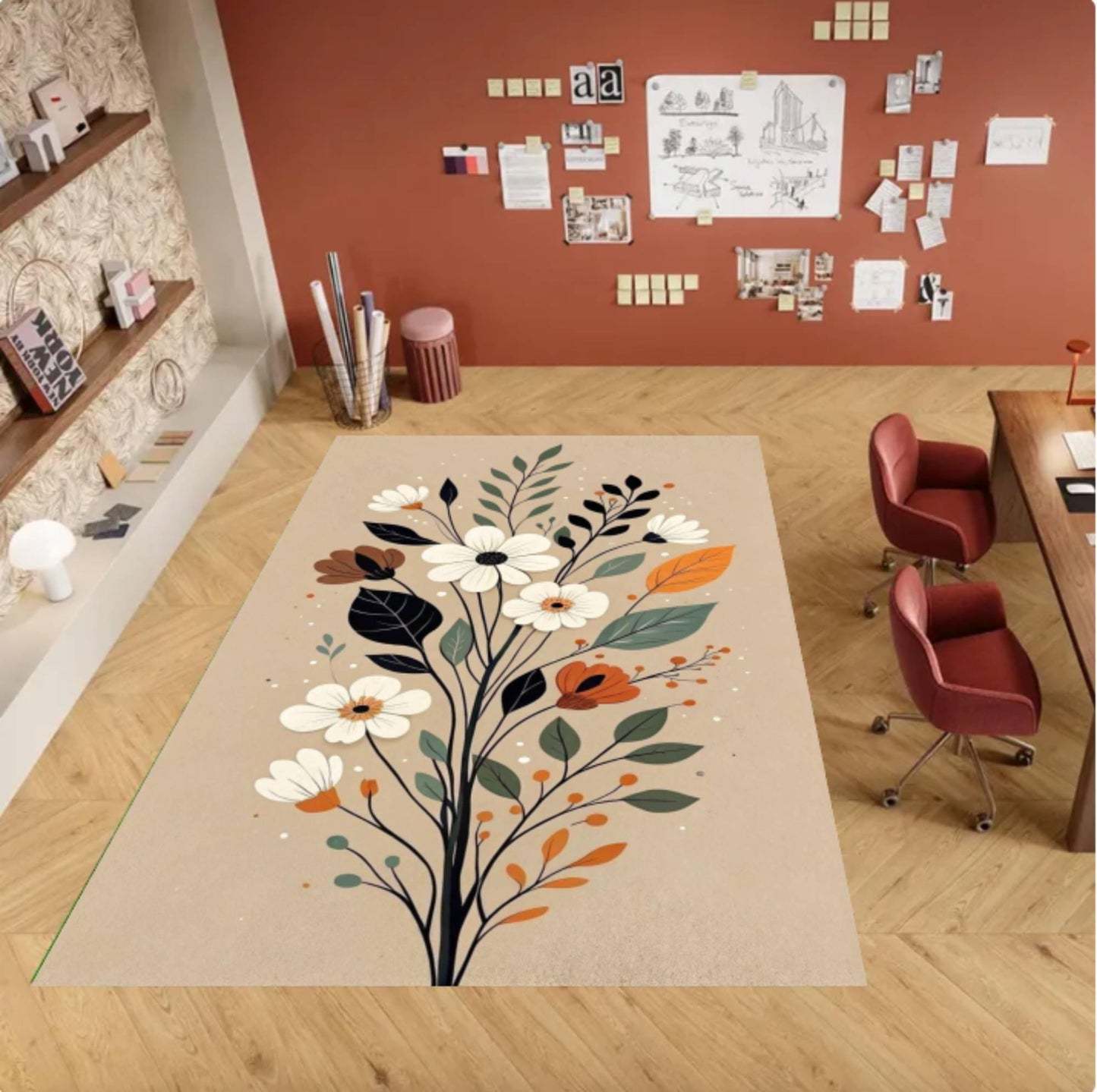 Floral Rug Washable Non-slip Mat