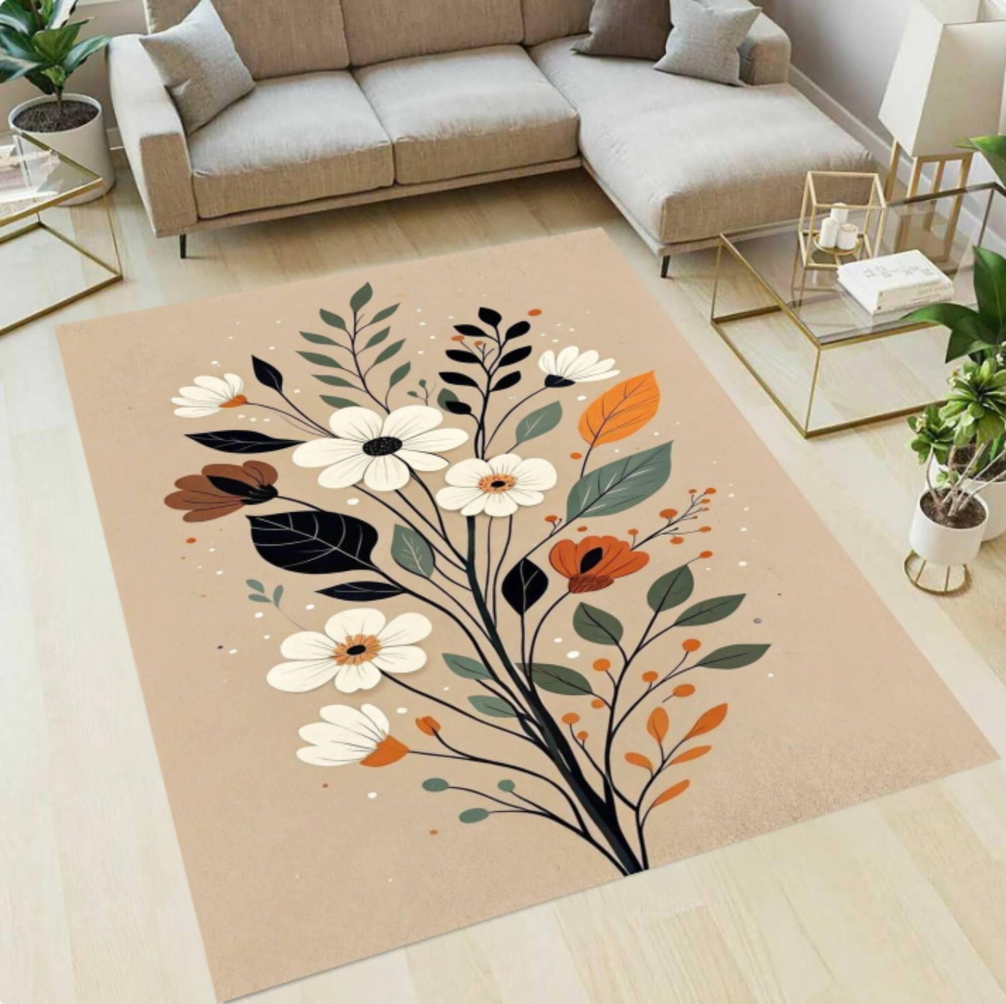 Floral Rug Washable Non-slip Mat