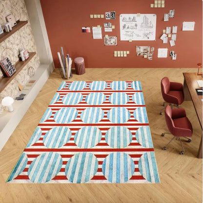 Geometric Striped Modern Pattern Floor Rug Washable Non-slip
