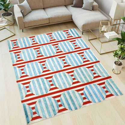 Geometric Striped Modern Pattern Floor Rug Washable Non-slip
