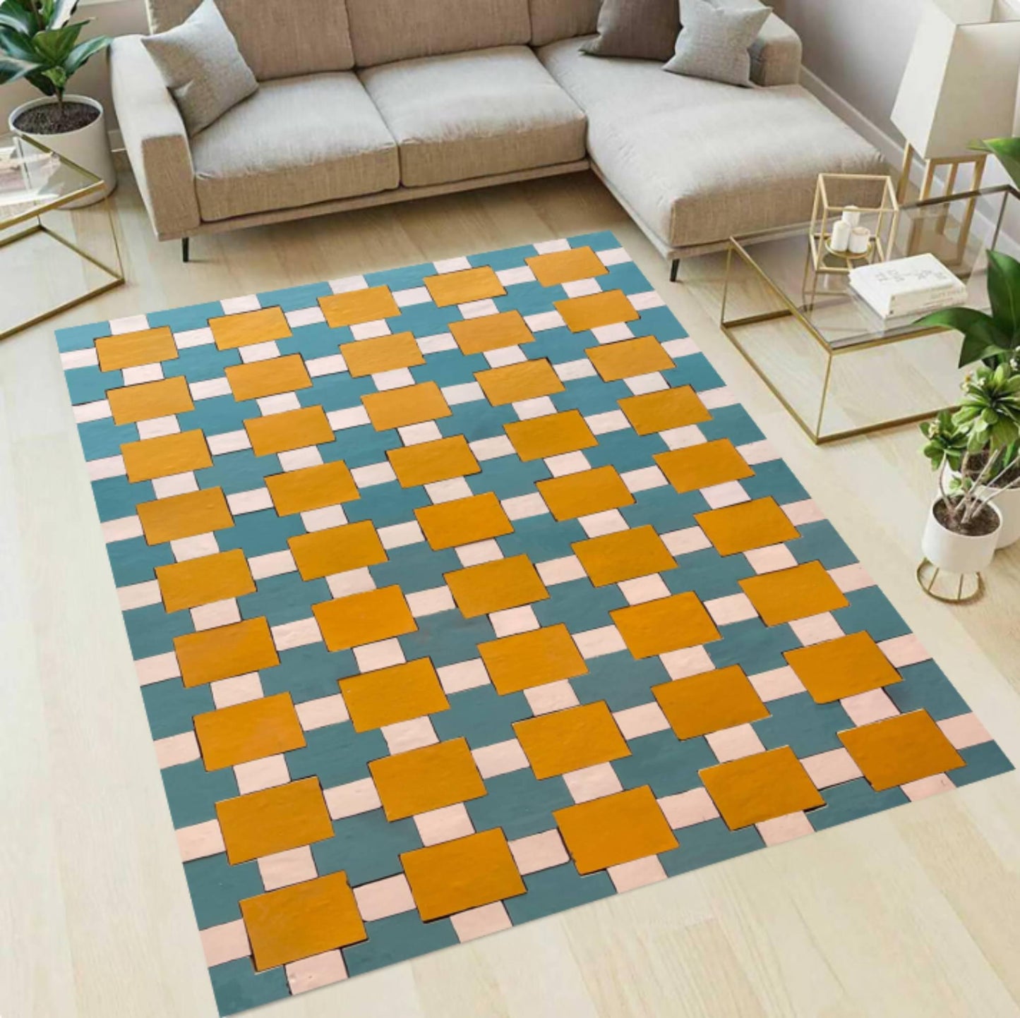 Mid-Century Modern Geometric Washable Rug