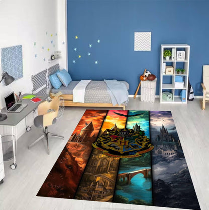 Fantasy Castle Area Rug – Magical Wizard Inspired Washable Non-Slip