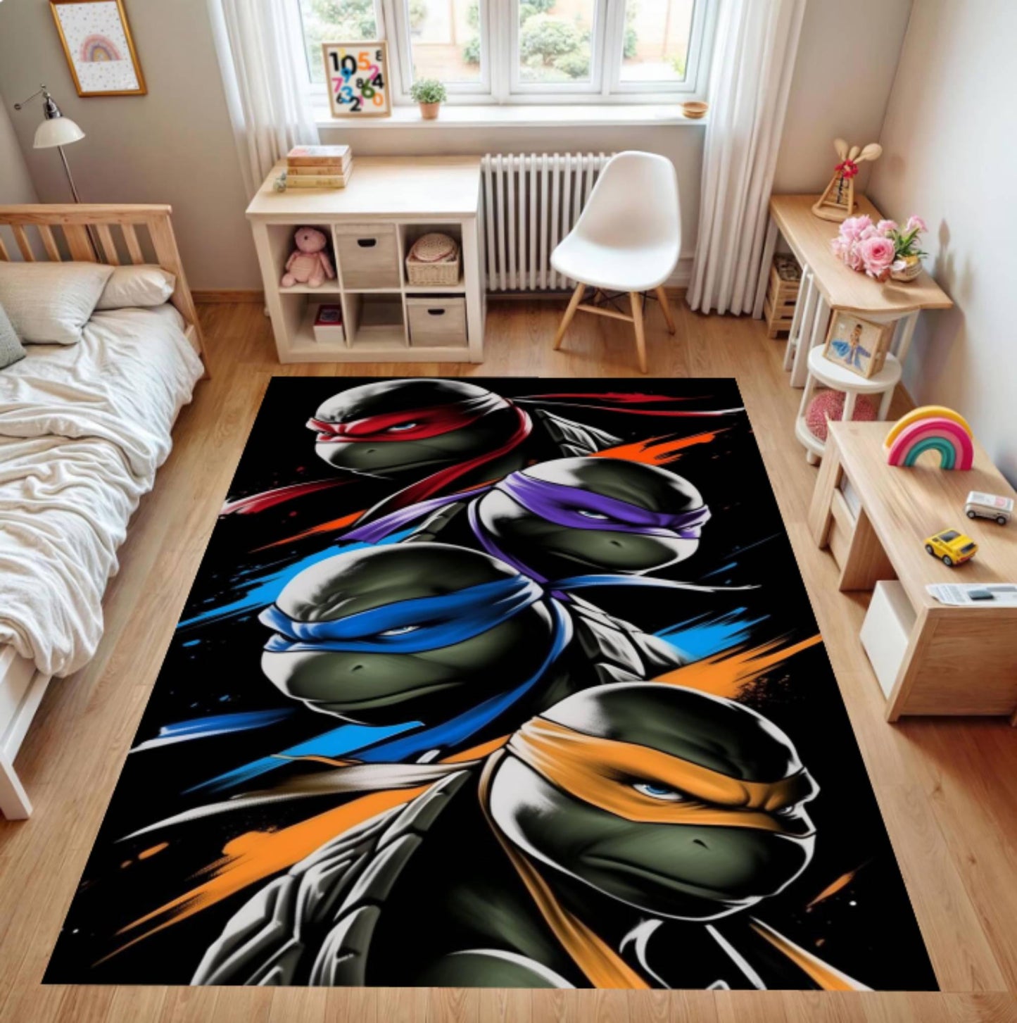 Ninja Kids Rug – Action Shadow Warrior Washable Non-Slip