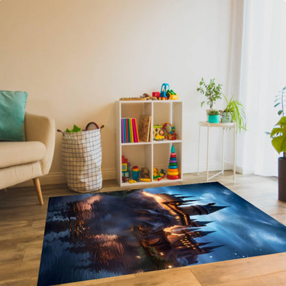 Fantasy Wizard Castle- Magical Night Landscape Kids' Room Rug