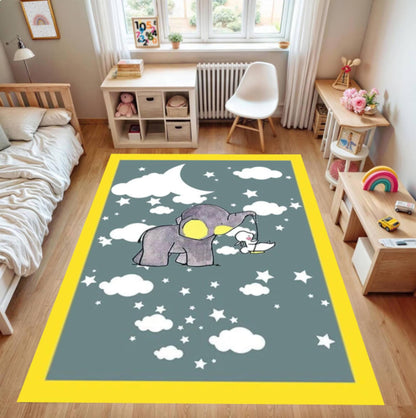 Fun Rug Elephant Kids Room Washable Non-slip Kids Room Rug
