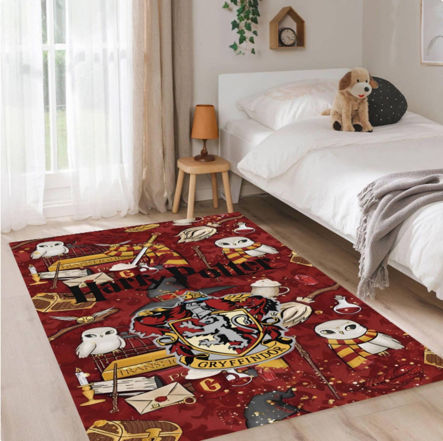 Wizard Kids Rug,Gryphon Crest Carpet,Washable Area Mat, Non-Slip Playroom Decor, Magic Owl Pattern Nursery Floor Rug,SoftColorful Kids MatXL
