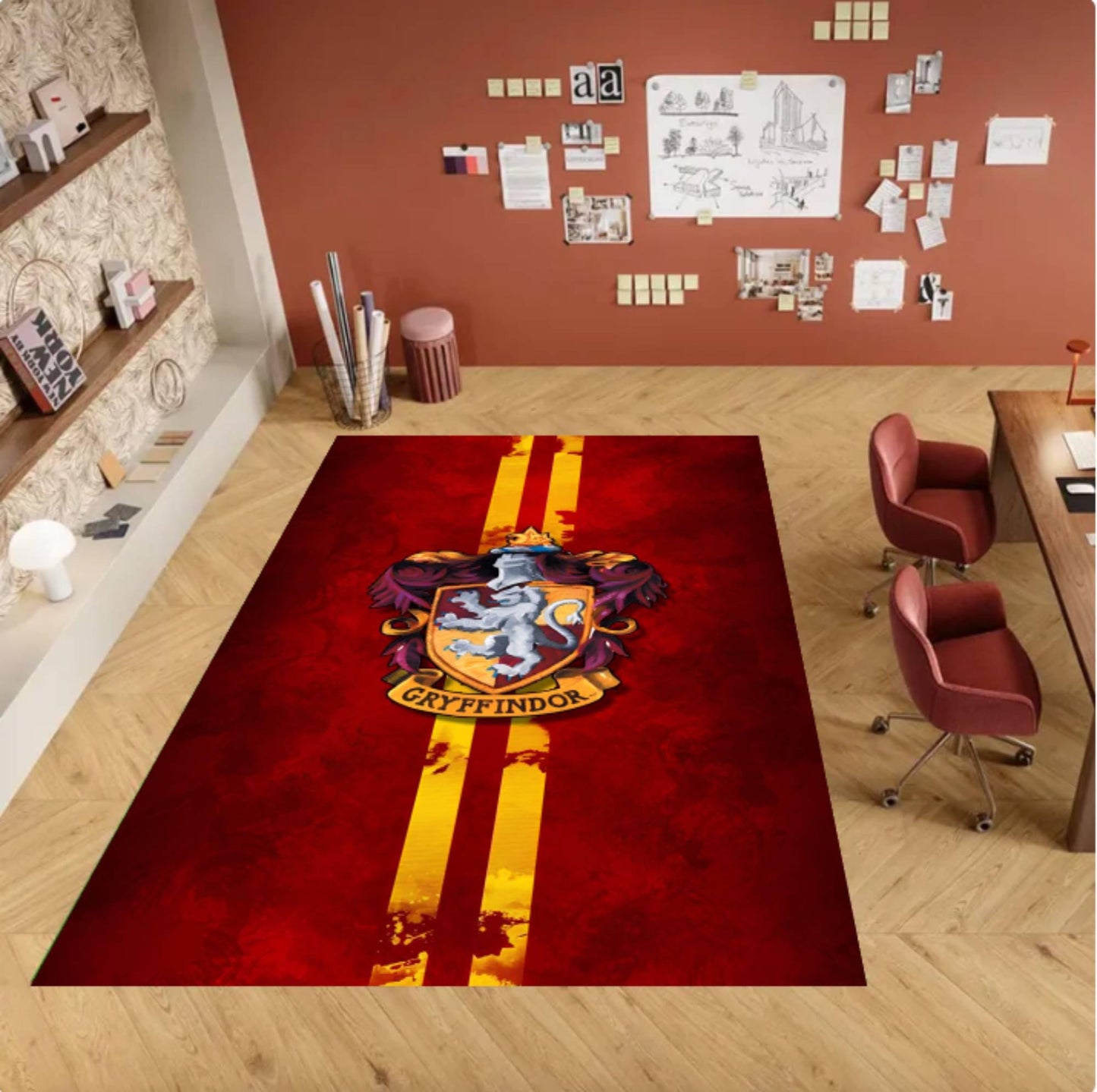 Magic School Emblem Kids Rug | Washable Fantasy Playroom Carpet