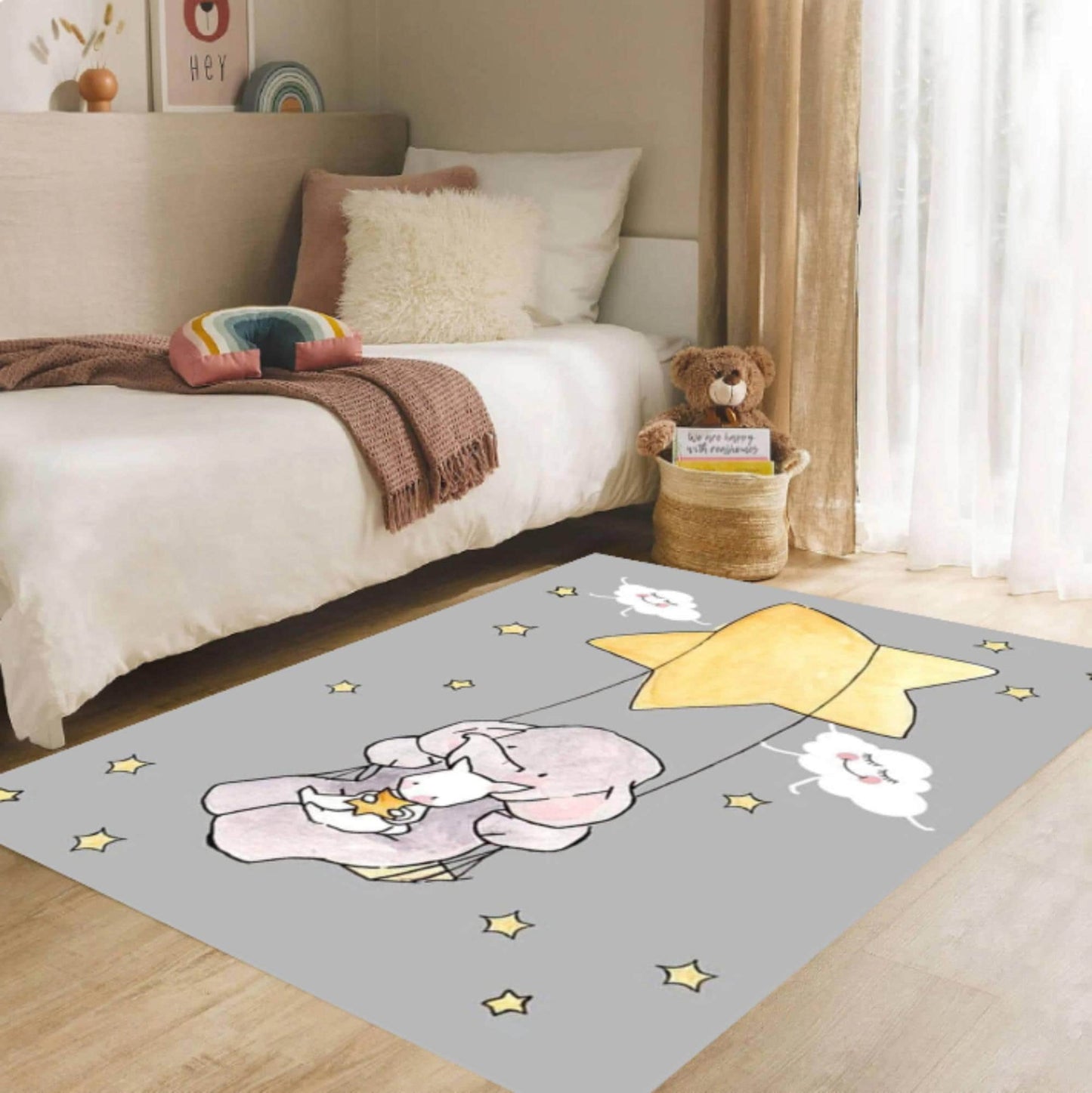 Fun Rug Elephant Kids Room Washable Non-slip Kids Rug