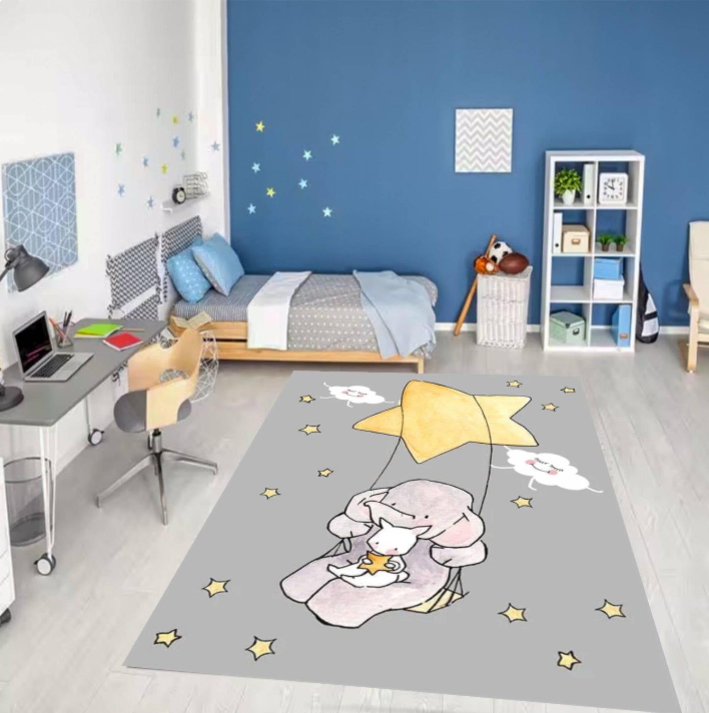 Fun Rug Elephant Kids Room Washable Non-slip Kids Rug