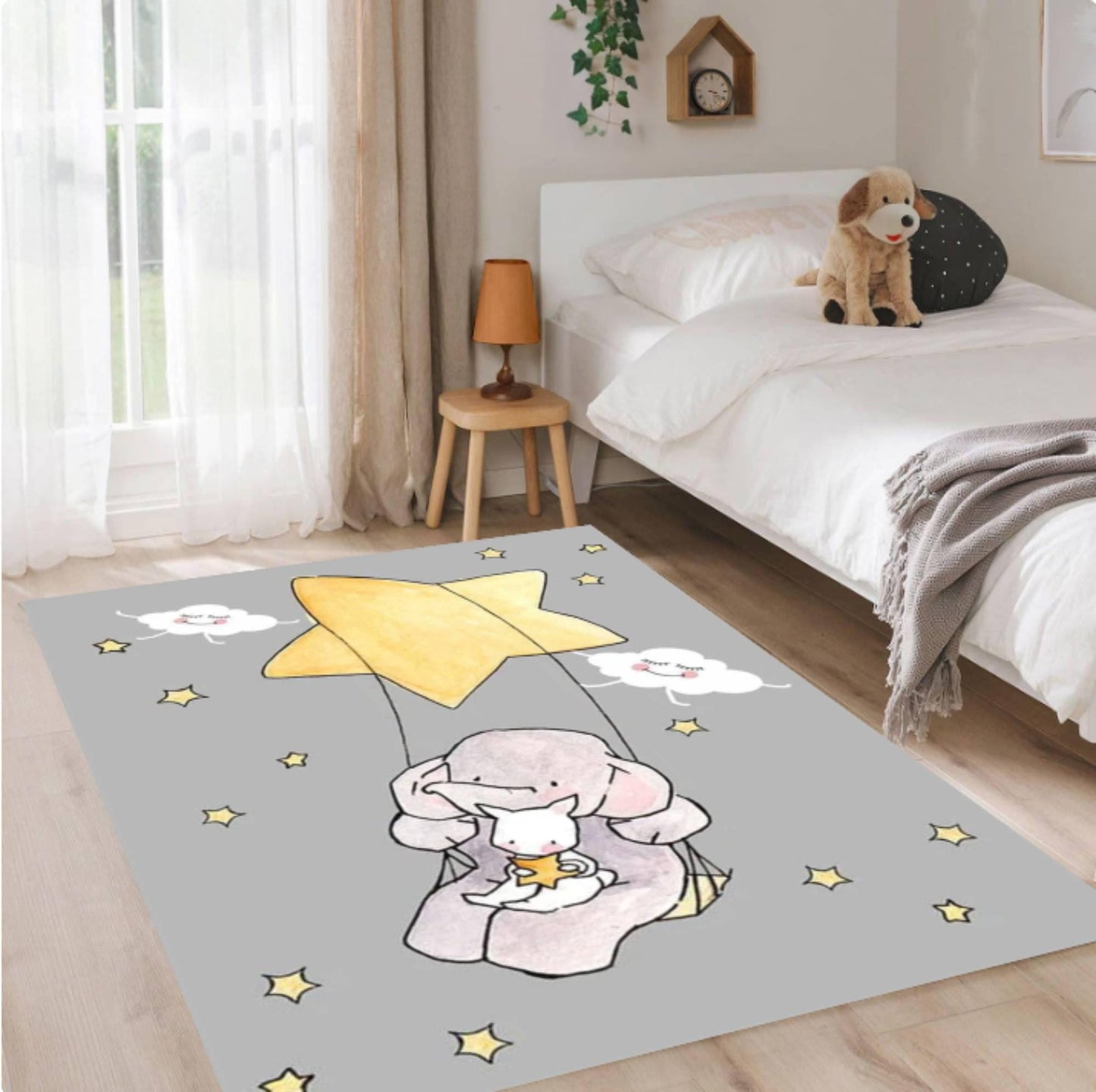 Fun Rug Elephant Kids Room Washable Non-slip Kids Rug