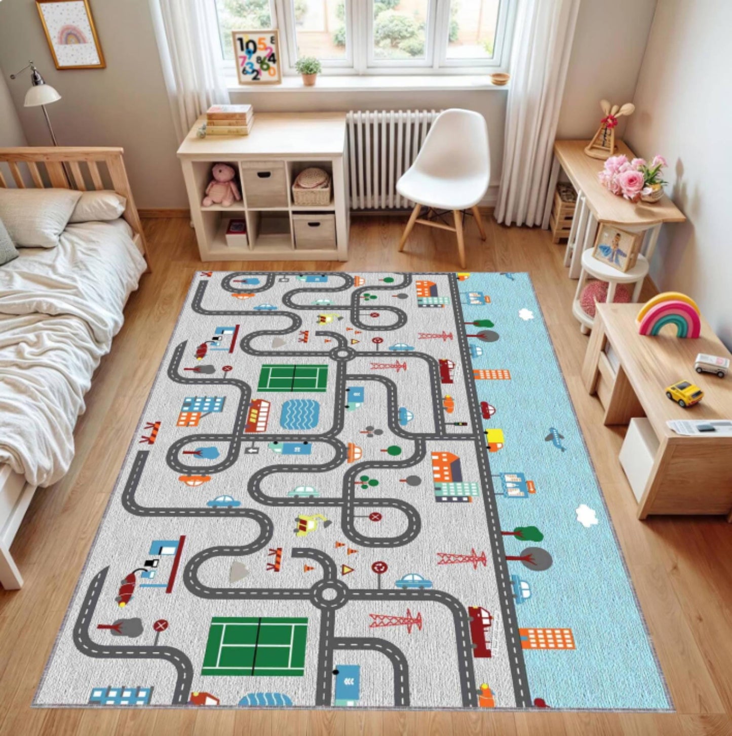 Kids City Road Play Rug, Washable Nursery Activity Mat