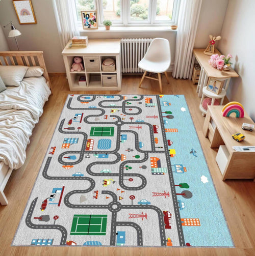 Kids City Road Play Rug, Washable Nursery Activity Mat